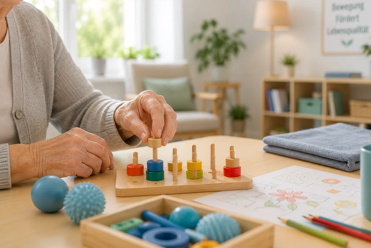 Eine Person in Blau erhält von einer anderen im Therapiezentrum Reform eine vorsichtige Nackendehnung.